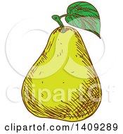 Poster, Art Print Of Sketched Green Pear