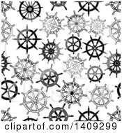 Poster, Art Print Of Seamless Background Pattern Of Black And White Helms