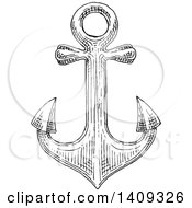 Clipart Of A Black And White Sketched Anchor Royalty Free Vector Illustration by Vector Tradition SM