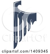 Clipart Of A Dark Blue Feathered Bird Or Angel Wing Royalty Free Vector Illustration