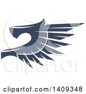 Poster, Art Print Of Dark Blue Feathered Bird Or Angel Wing