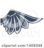 Clipart Of A Dark Blue Feathered Bird Or Angel Wing Royalty Free Vector Illustration