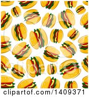 Poster, Art Print Of Seamless Background Pattern Of Burgers