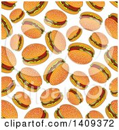 Poster, Art Print Of Seamless Background Pattern Of Burgers