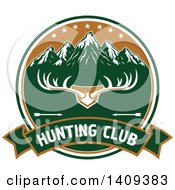 Poster, Art Print Of Deer Antler Rack And Mountain Hunting Design