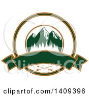 Clipart Of A Mountain And Arrow Hunting Design Royalty Free Vector Illustration by Vector Tradition SM