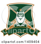 Clipart Of A Rifle And Owl Hunting Design Royalty Free Vector Illustration