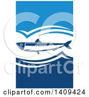 Clipart Of A Blue Anchovy Seafood Design Royalty Free Vector Illustration