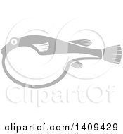 Clipart Of A Grayscale Puffer Fish Seafood Design Royalty Free Vector Illustration