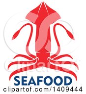 Poster, Art Print Of Squid Seafood Design