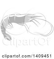 Poster, Art Print Of Grayscale Shrimp Seafood Design