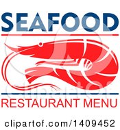 Clipart Of A Shrimp Seafood Design Royalty Free Vector Illustration