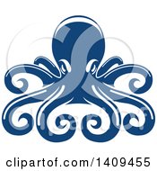 Clipart Of A Blue Octopus Seafood Design Royalty Free Vector Illustration