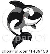Cartoon Killer Whale Orca Mascot Jumping