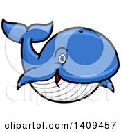 Poster, Art Print Of Cartoon Happy Blue Whale Mascot