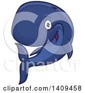Cartoon Happy Blue Whale Mascot