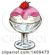 Clipart Of A Sketched Ice Cream Treat Royalty Free Vector Illustration