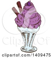 Clipart Of A Sketched Ice Cream Treat Royalty Free Vector Illustration