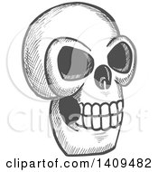 Clipart Of A Sketched Gray Monster Skull Royalty Free Vector Illustration