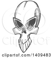 Clipart Of A Gray Sketched Monster Skull Royalty Free Vector Illustration