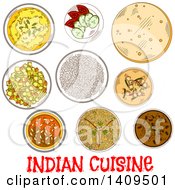 Poster, Art Print Of Setting Of Sketched Indian Cuisine
