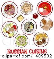 Poster, Art Print Of Sketched Meal Of Russian Cuisine