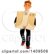 Poster, Art Print Of Caucasian Business Man Carrying A Box