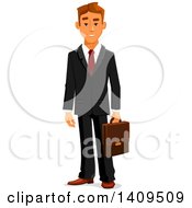 Caucasian Business Man Holding A Briefcase