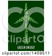 Clipart Of A Wind Turbine Formed Of Green Icons With Text On Green Royalty Free Vector Illustration by Vector Tradition SM