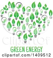 Poster, Art Print Of Heart Formed Of Green Energy Light Bulbs With Text