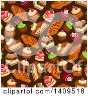 Clipart Of A Seamless Background Pattern Of Desserts Royalty Free Vector Illustration by Vector Tradition SM
