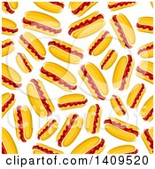 Poster, Art Print Of Seamless Background Pattern Of Hot Dogs