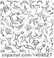 Clipart Of A Seamless Background Pattern Of Black And White Athletes Royalty Free Vector Illustration by Vector Tradition SM