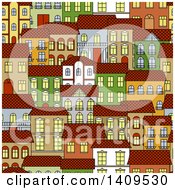 Clipart Of A Seamless Background Pattern Of Town Homes Royalty Free Vector Illustration by Vector Tradition SM