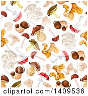 Poster, Art Print Of Seamless Background Pattern Of Mushrooms