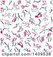 Clipart Of A Seamless Background Pattern Of Ribbon Dancers Royalty Free Vector Illustration by Vector Tradition SM