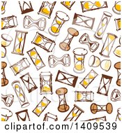 Poster, Art Print Of Seamless Background Pattern Of Hourglasses