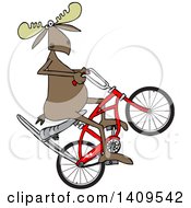 Poster, Art Print Of Cartoon Moose Popping A Wheelie On A Stingray Bicycle
