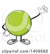 Cartoon Tennis Ball Character Mascot Waving