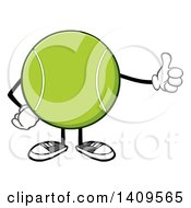 Poster, Art Print Of Cartoon Tennis Ball Character Mascot Giving A Thumb Up