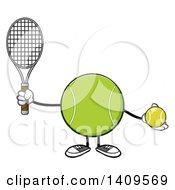 Clipart Of A Cartoon Tennis Ball Character Mascot Royalty Free Vector Illustration by Hit Toon