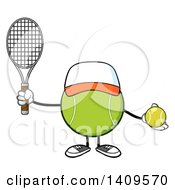 Poster, Art Print Of Cartoon Tennis Ball Character Mascot Wearing A Hat
