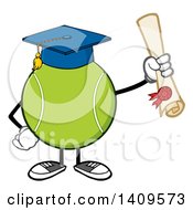 Poster, Art Print Of Cartoon Tennis Ball Character Mascot Graduate