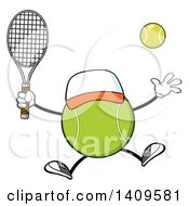 Poster, Art Print Of Cartoon Tennis Ball Character Mascot Jumping