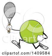 Poster, Art Print Of Cartoon Tennis Ball Character Mascot Running