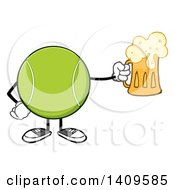 Poster, Art Print Of Cartoon Tennis Ball Character Mascot Holding A Beer