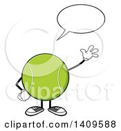Clipart Of A Cartoon Tennis Ball Character Mascot Talking And Waving Royalty Free Vector Illustration by Hit Toon