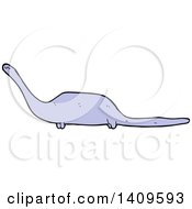 Poster, Art Print Of Cartoon Purple Brontosaurus Dinosaur