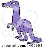 Cartoon Purple Velociraptor Dinosaur