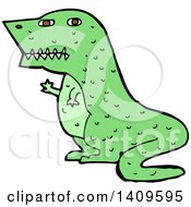 Clipart Of A Cartoon Green Tyrannnosaurus Rex Dinosaur Royalty Free Vector Illustration